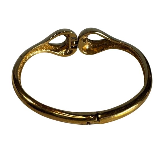 Vintage Vendome Swan Head Hinged Bracelet Gold Tone Metal 6 Inch - Picture 6 of 7